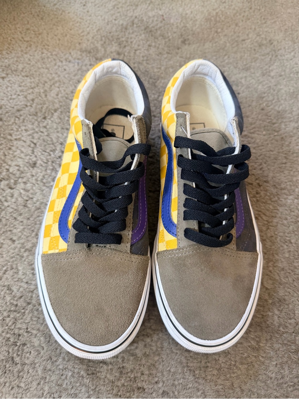 7.0 Men’s Multicolor Checkerboard Low-Top Sneakers